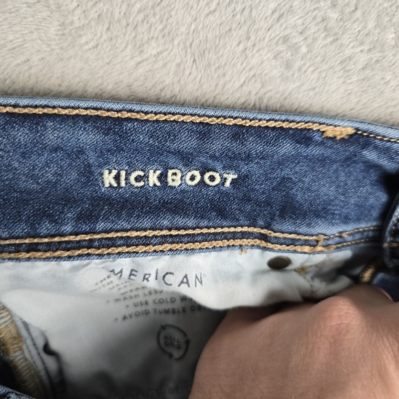 American Eagle Kick Boot Jeans Womens 10 Long Blue Stretch Medium Wash Denim - Picture 5 of 12